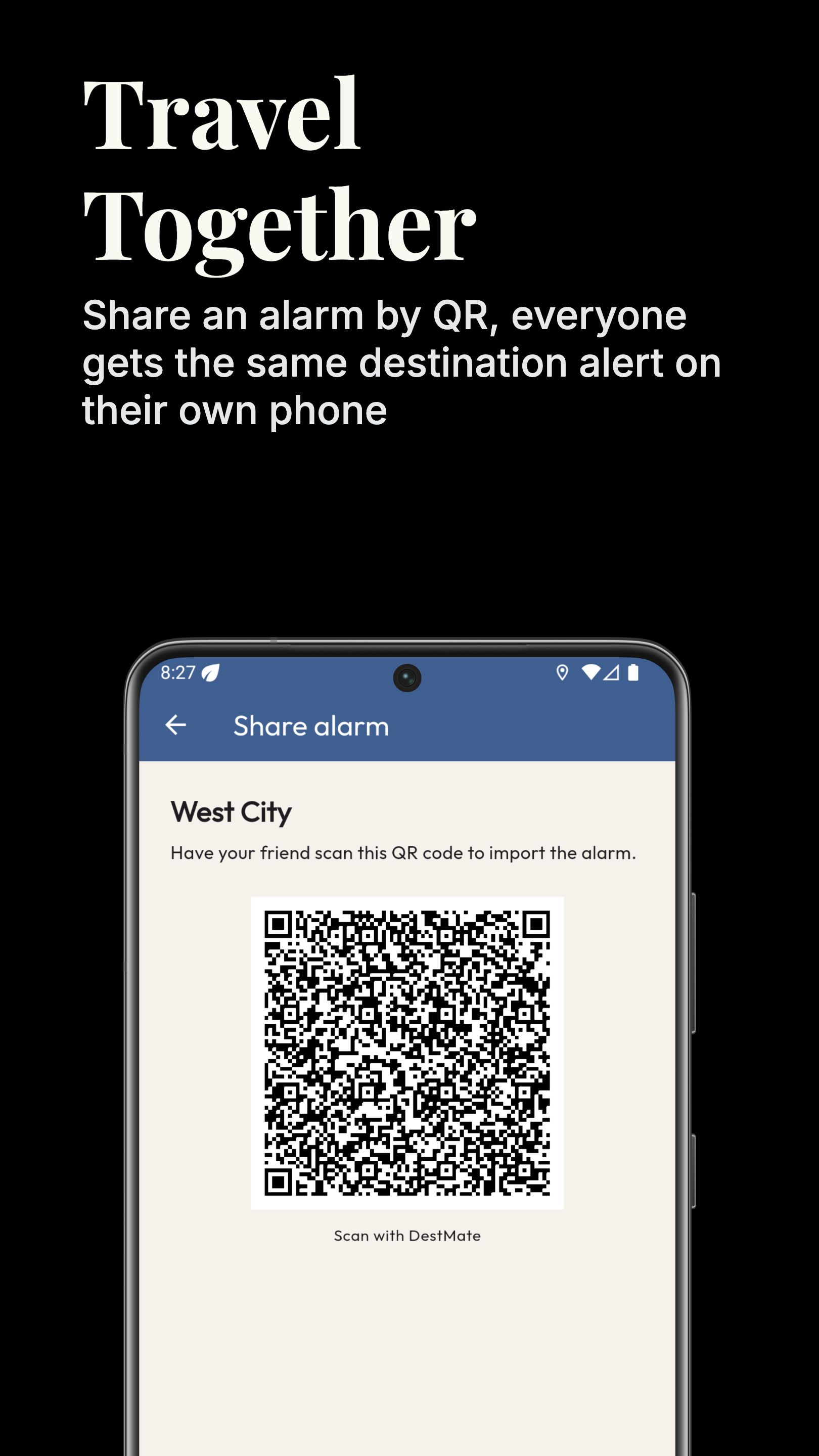 Travel Together - Share an alarm by QR, everyone gets the same destination alert on their own phone